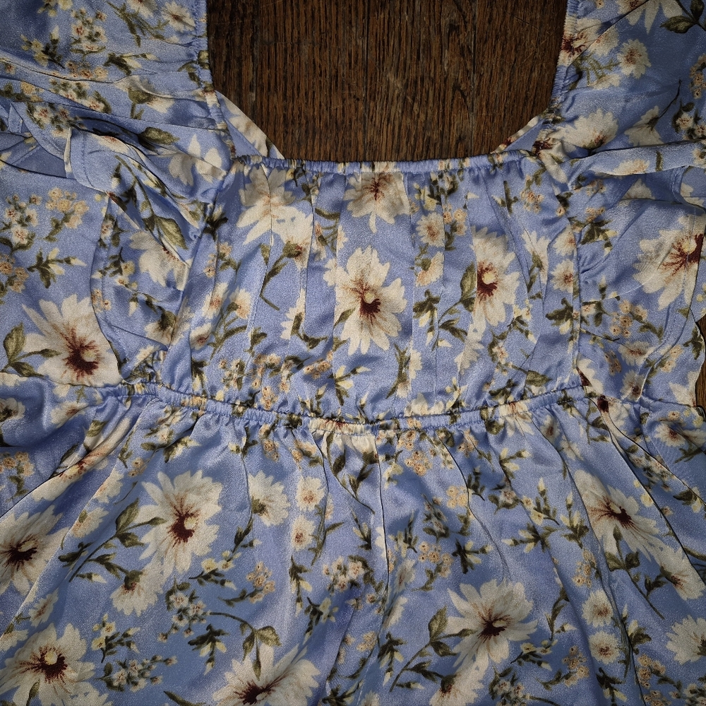 Inspired Hearts NWOT Floral Blue Babydoll Dress - Picture 4 of 6